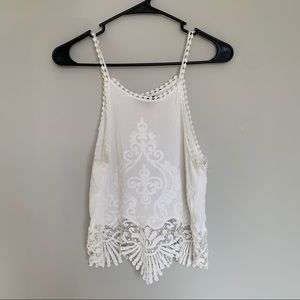 Kendall & Kylie white crochet spaghetti trap top
